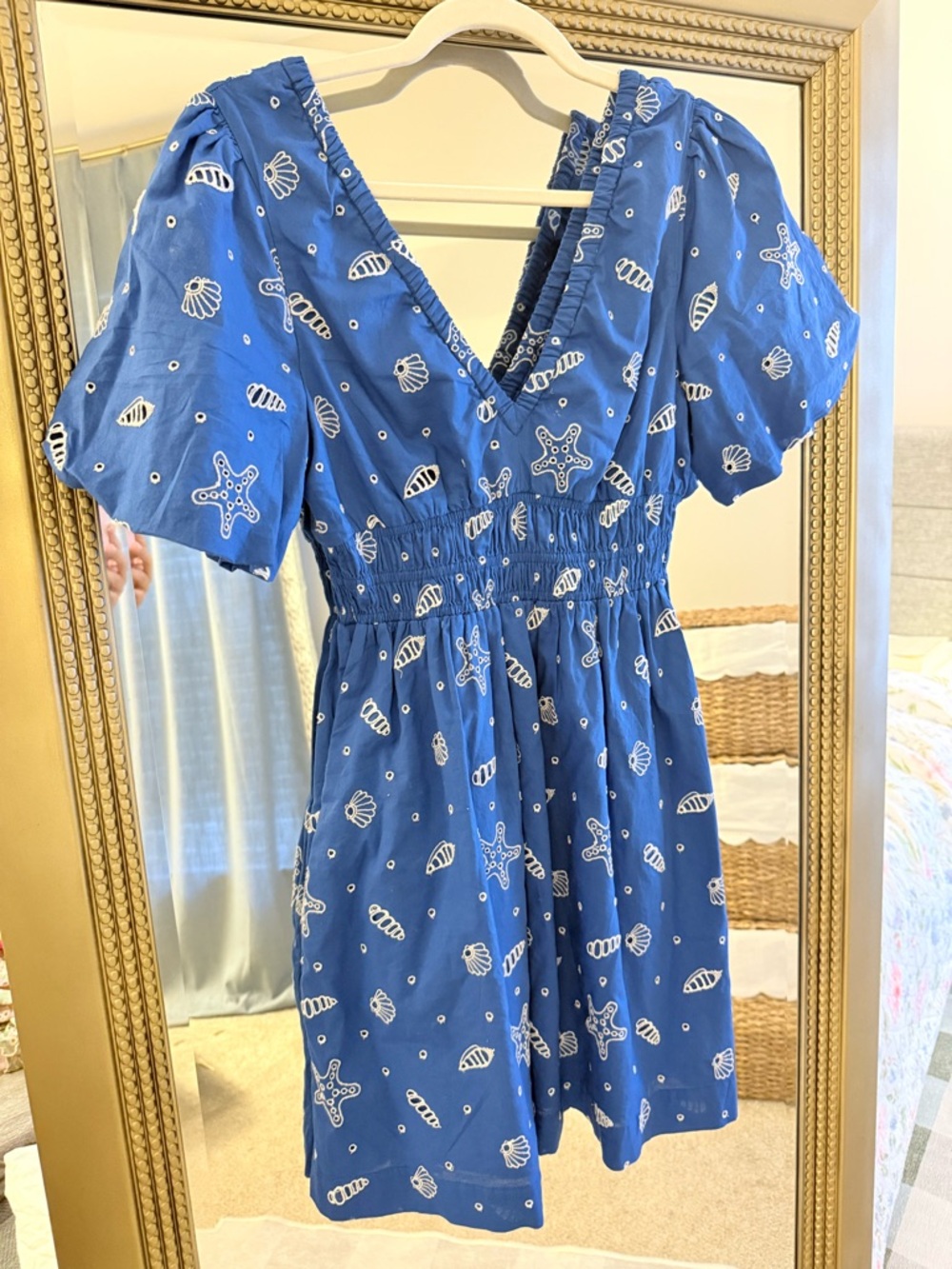 Blue Starfish & Shell Print Kids Dress